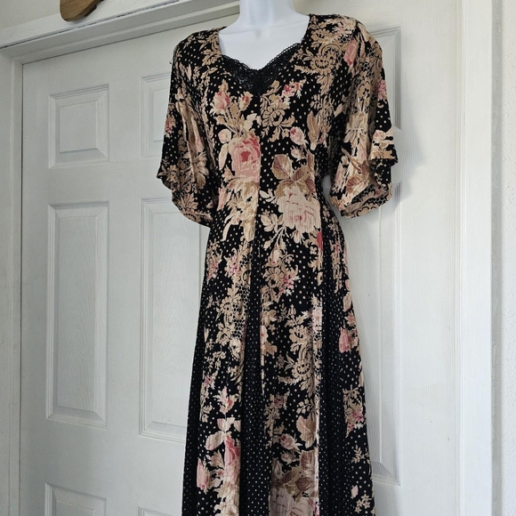 olivia Dresses & Skirts - Retro Cottage core whimsigoth vintage floral polka dot a-line dress